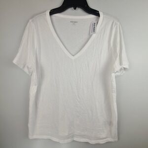 OLD NAVY  EveryWear White V-Neck Cotton T-Shirt Women's Large Tall Basic Layer